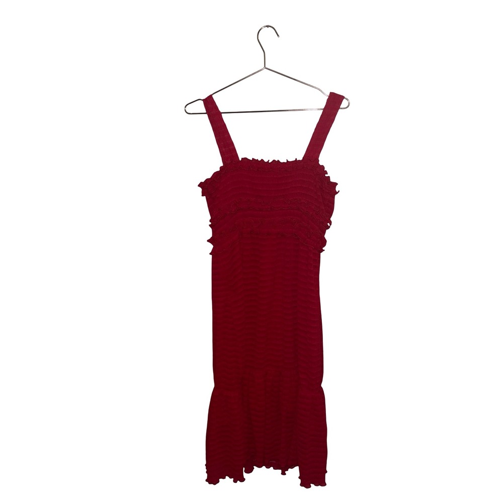 Endless Rose Red Smocked Ruffle Tiered Midi Dress Medium NWT Coquette Cocktail - Picture 8 of 8